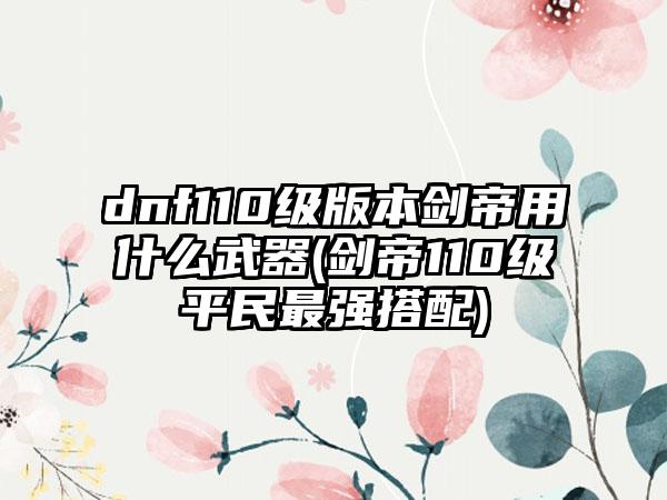 dnf110级版本剑帝用什么武器(剑帝110级平民最强搭配)