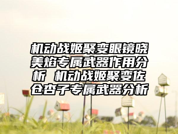 机动战姬聚变眼镜晓美焰专属武器作用分析 机动战姬聚变佐仓杏子专属武器分析