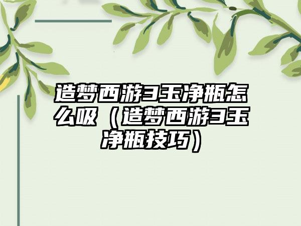 造梦西游3玉净瓶怎么吸（造梦西游3玉净瓶技巧）