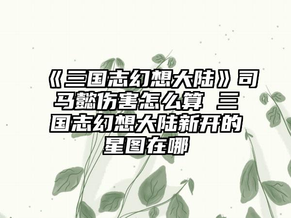 《三国志幻想大陆》司马懿伤害怎么算 三国志幻想大陆新开的星图在哪