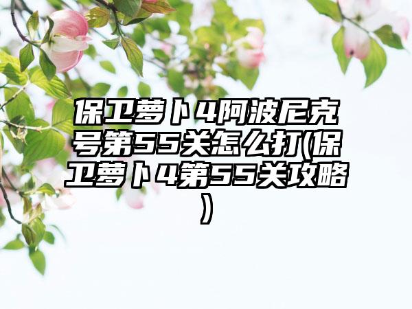 保卫萝卜4阿波尼克号第55关怎么打(保卫萝卜4第55关攻略)