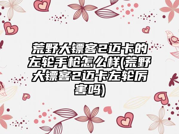 荒野大镖客2迈卡的左轮手枪怎么样(荒野大镖客2迈卡左轮厉害吗)