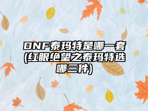 DNF泰玛特是哪一套(红眼绝望之泰玛特选哪三件)
