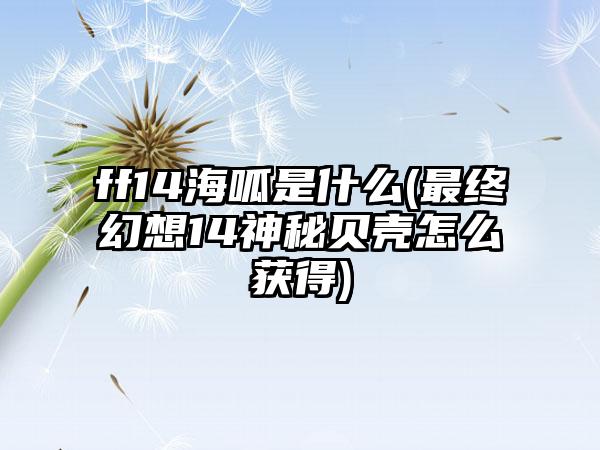ff14海呱是什么(最终幻想14神秘贝壳怎么获得)