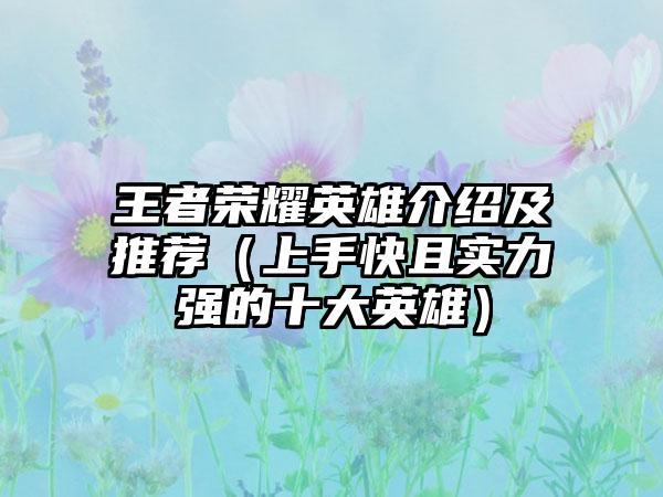 王者荣耀英雄介绍及推荐（上手快且实力强的十大英雄）