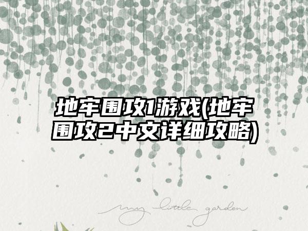 地牢围攻1游戏(地牢围攻2中文详细攻略)