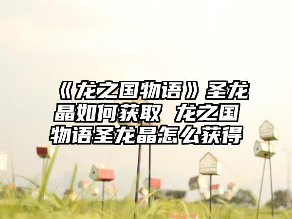 《龙之国物语》圣龙晶如何获取 龙之国物语圣龙晶怎么获得