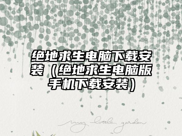 绝地求生电脑下载安装（绝地求生电脑版手机下载安装）