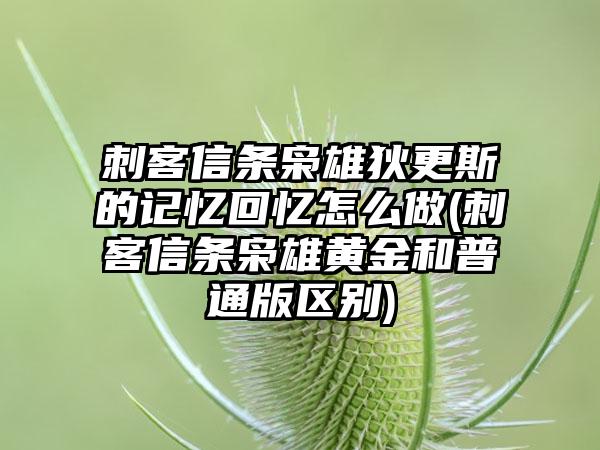刺客信条枭雄狄更斯的记忆回忆怎么做(刺客信条枭雄黄金和普通版区别)