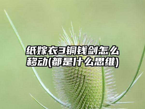 纸嫁衣3铜钱剑怎么移动(都是什么思维)