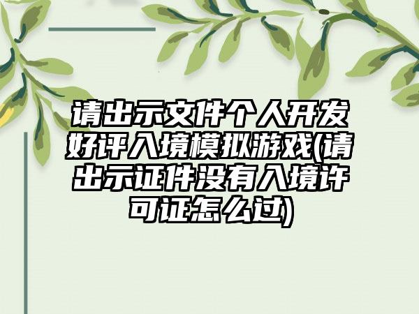 请出示文件个人开发好评入境模拟游戏(请出示证件没有入境许可证怎么过)
