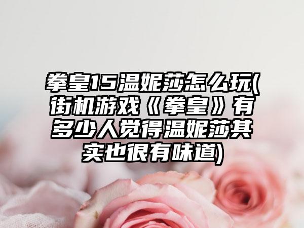 拳皇15温妮莎怎么玩(街机游戏《拳皇》有多少人觉得温妮莎其实也很有味道)