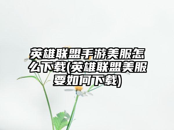 英雄联盟手游美服怎么下载(英雄联盟美服要如何下载)