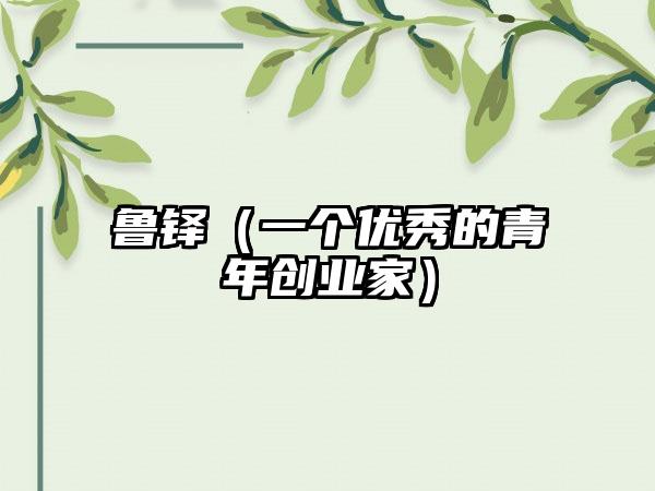 鲁铎（一个优秀的青年创业家）