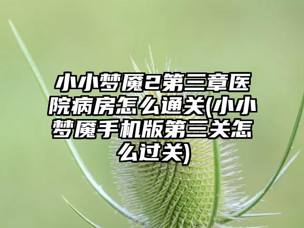 小小梦魇2第三章医院病房怎么通关(小小梦魇手机版第三关怎么过关)