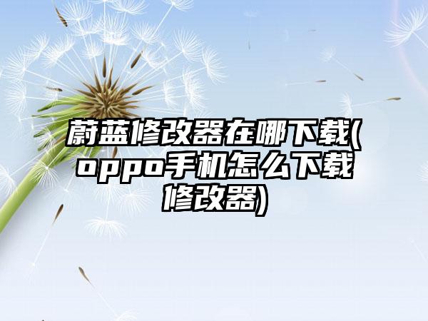 蔚蓝修改器在哪下载(oppo手机怎么下载修改器)