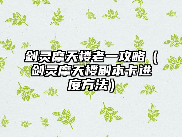 剑灵摩天楼老一攻略（剑灵摩天楼副本卡进度方法）