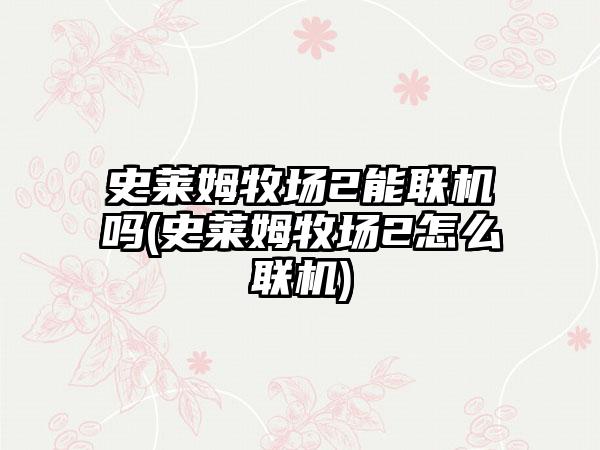 史莱姆牧场2能联机吗(史莱姆牧场2怎么联机)