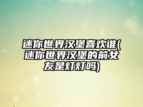 迷你世界汉堡喜欢谁(迷你世界汉堡的前女友是灯灯吗)