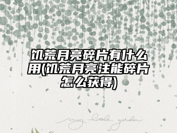 饥荒月亮碎片有什么用(饥荒月亮注能碎片怎么获得)