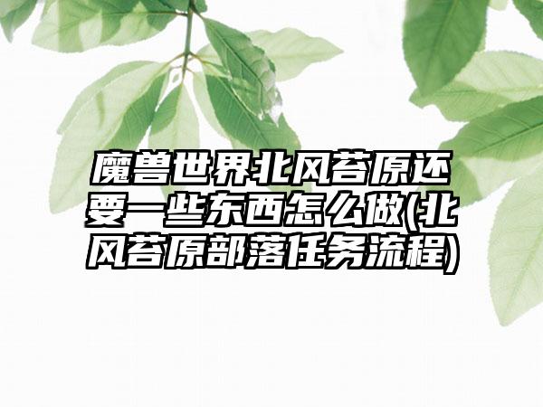 魔兽世界北风苔原还要一些东西怎么做(北风苔原部落任务流程)
