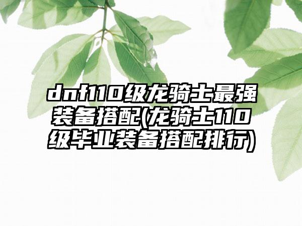 dnf110级龙骑士最强装备搭配(龙骑士110级毕业装备搭配排行)