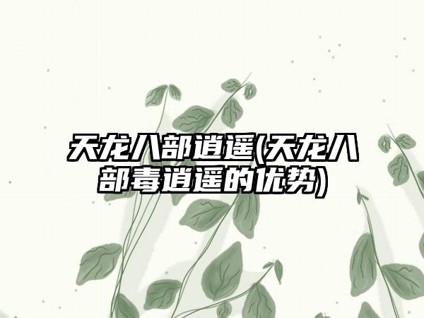 天龙八部逍遥(天龙八部毒逍遥的优势)