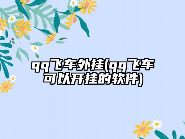 qq飞车外挂(qq飞车可以开挂的软件)