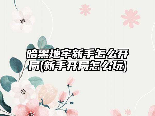 暗黑地牢新手怎么开局(新手开局怎么玩)