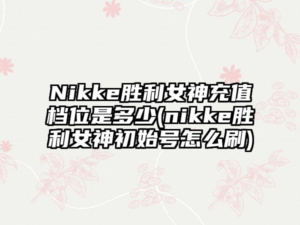 Nikke胜利女神充值档位是多少(nikke胜利女神初始号怎么刷)