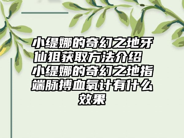 小缇娜的奇幻之地牙仙狙获取方法介绍 小缇娜的奇幻之地指端脉搏血氧计有什么效果