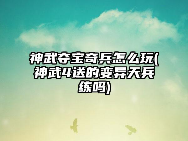 神武夺宝奇兵怎么玩(神武4送的变异天兵练吗)