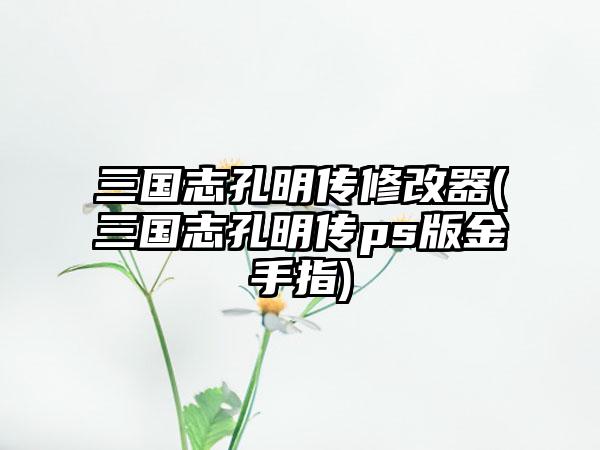 三国志孔明传修改器(三国志孔明传ps版金手指)