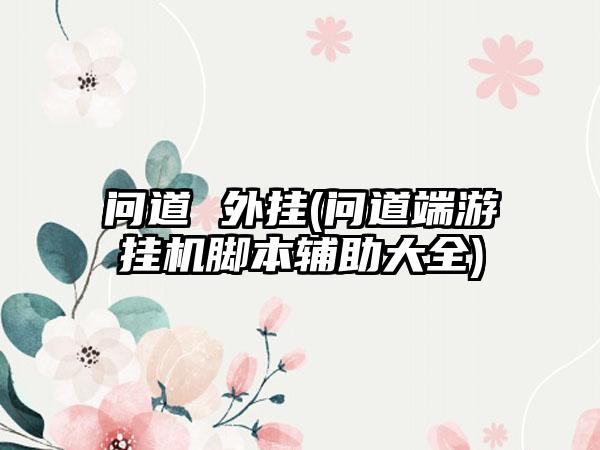 问道 外挂(问道端游挂机脚本辅助大全)