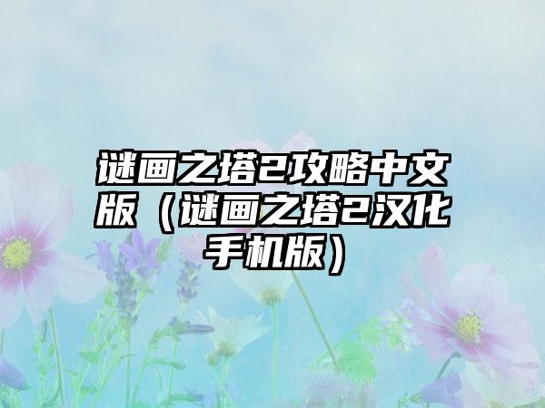 谜画之塔2攻略中文版（谜画之塔2汉化手机版）