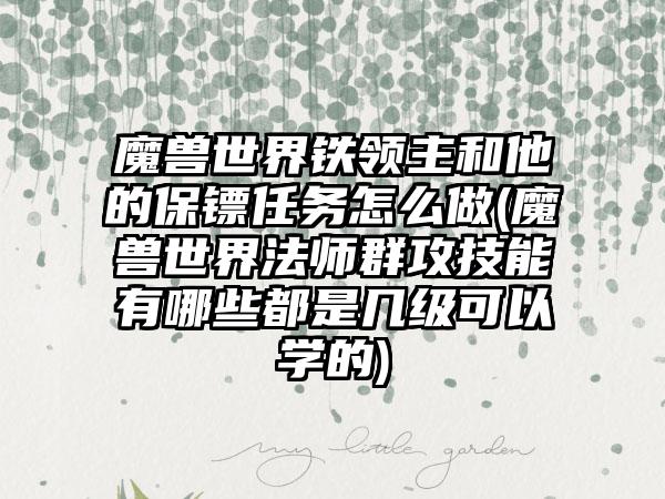 魔兽世界铁领主和他的保镖任务怎么做(魔兽世界法师群攻技能有哪些都是几级可以学的)