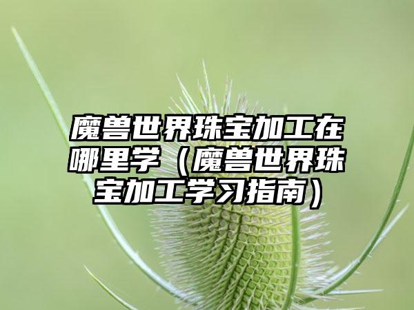 魔兽世界珠宝加工在哪里学（魔兽世界珠宝加工学习指南）