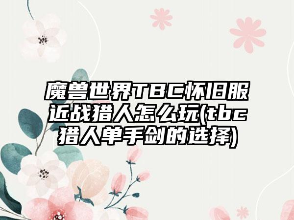 魔兽世界TBC怀旧服近战猎人怎么玩(tbc猎人单手剑的选择)