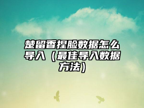 楚留香捏脸数据怎么导入（最佳导入数据方法）