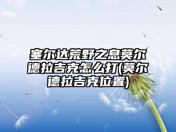 塞尔达荒野之息莫尔德拉吉克怎么打(莫尔德拉吉克位置)