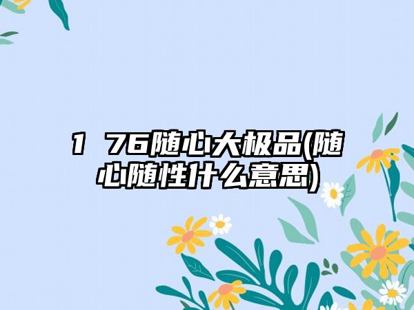 1 76随心大极品(随心随性什么意思)