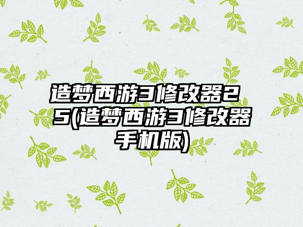 造梦西游3修改器2 5(造梦西游3修改器手机版)