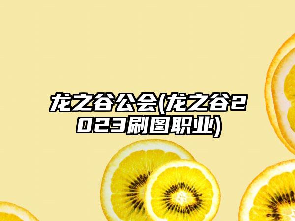 龙之谷公会(龙之谷2023刷图职业)