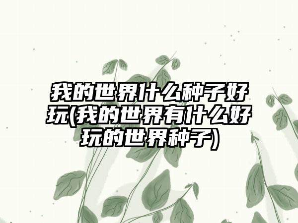 我的世界什么种子好玩(我的世界有什么好玩的世界种子)