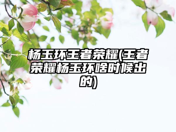 杨玉环王者荣耀(王者荣耀杨玉环啥时候出的)