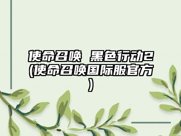 使命召唤 黑色行动2(使命召唤国际服官方)