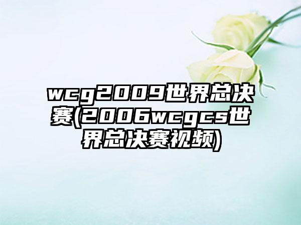 wcg2009世界总决赛(2006wcgcs世界总决赛视频)