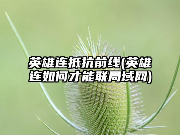 英雄连抵抗前线(英雄连如何才能联局域网)
