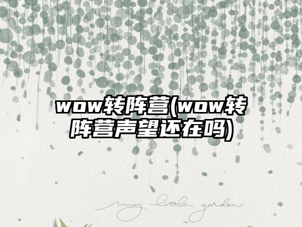 wow转阵营(wow转阵营声望还在吗)