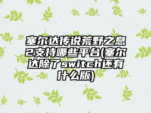 塞尔达传说荒野之息2支持哪些平台(塞尔达除了switch还有什么版)